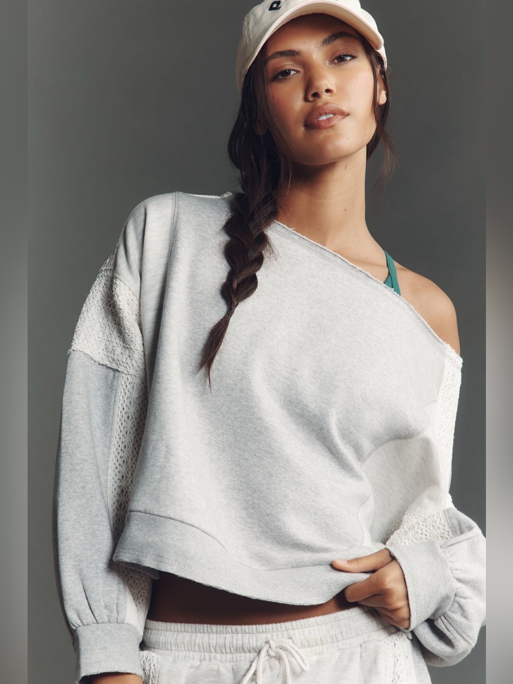 NWT Daily practice by Anthropologie crew neck lace panel sweatshirt